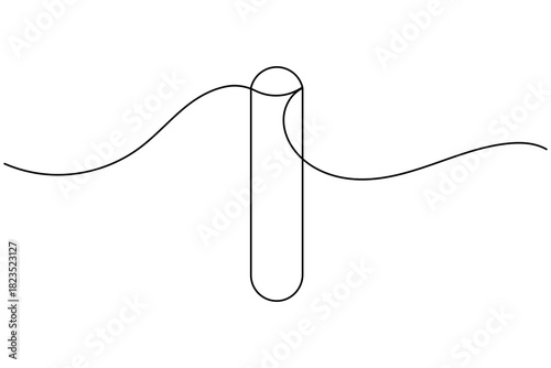 Laboratory glassware continuous one line drawing on white background minimalist scientific experiment outline vector illustration