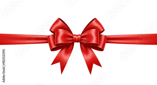 Vibrant Red Satin Gift Bow Ribbon for Holiday Christmas Birthday Celebration Packaging Design Element