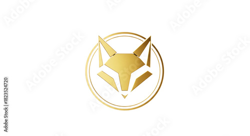 Golden Fox Head Logo Emblem for Luxury Finance Brand Identity Design Element