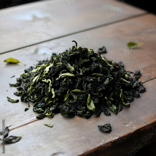 Handful of dry green tea