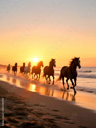 horses on the beach