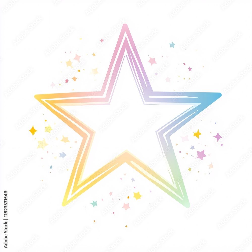 Obraz premium soft pastel star outline minimal, white background