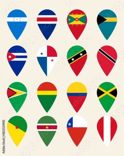 Country flags tags. European country flags tags isolated on white background. Vector illustration, poster, web banner.