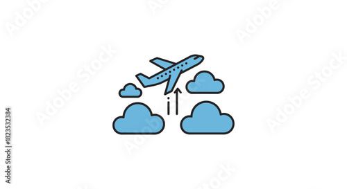 airplane flying through clouds a symbol of travel and soaring ambition in a bright sky backdrop ideal for illustrating business success