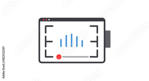 video recording interface showcasing sound wave perfect for illustrating audio production podcasting or music composition tutorial in media technology