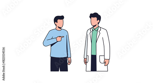 Patient and Doctor Illustration - Healthcare Consultation and Medical Advice.