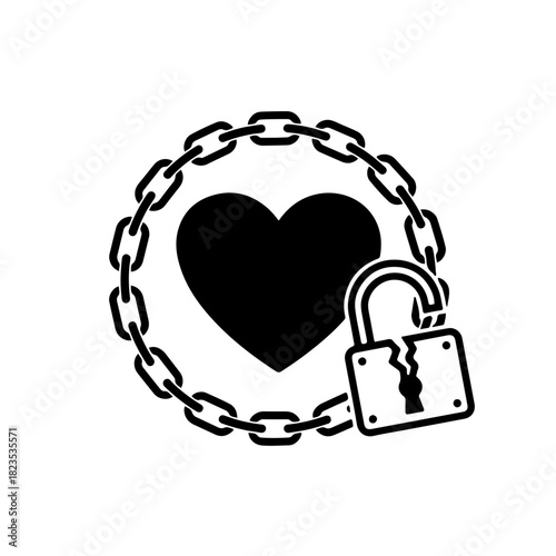 An illustrative icon of a heart surrounded by a broken chain or open padlock, symbolizing prevention, achieving freedom from heart disease risk, and breaking the chain of bad habits