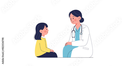 Doctor examining a young patient in a medical setting.