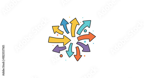 multiple directions arrows pointing outward symbolizing choices and diverse paths ideal for illustrating growth and decision-making in business strategies