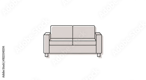 Simple illustration of a modern twoseater sofa or couch for interior design or furniture concept