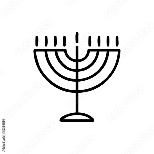 Stylized line art icon of a traditional menorah, a powerful concept representing light, hope, and enduring Jewish cultural celebrations
