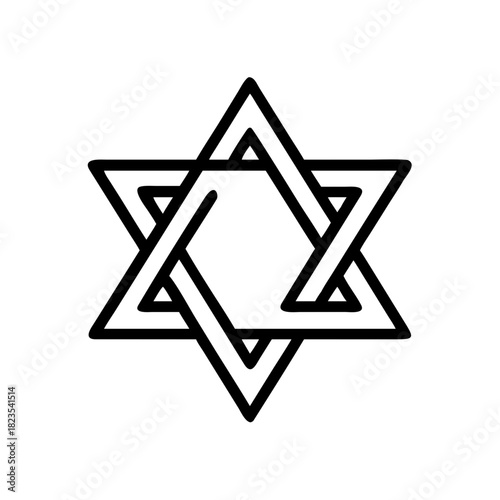 Geometric outline symbol representing Jewish faith, cultural heritage, and spiritual identity, ideal for conceptual design themes and religious projects