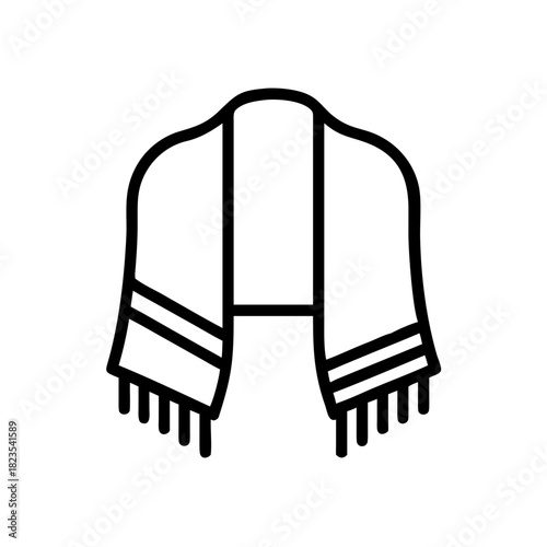 Simple Outline Icon of a Scarf with Tassels for Fashion and Accessories