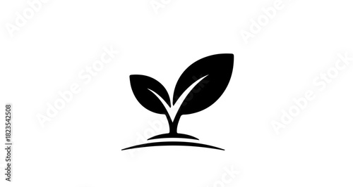 The image shows a website interface with several black and white icons of leaves, likely for a design resource library.