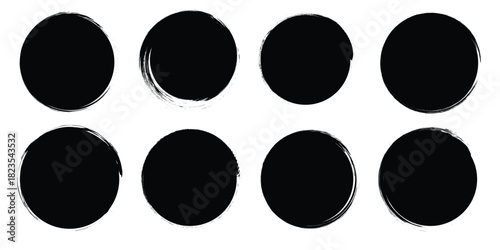 Grunge circles . Vector stamp texture . Grunge circle brush isolated on white background.  paint grunge circle. Brush stroke vector.  eps 10