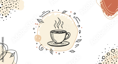Warm Beverage Sticker Sip into Comfort - A Vector Coffee Cup Illustration