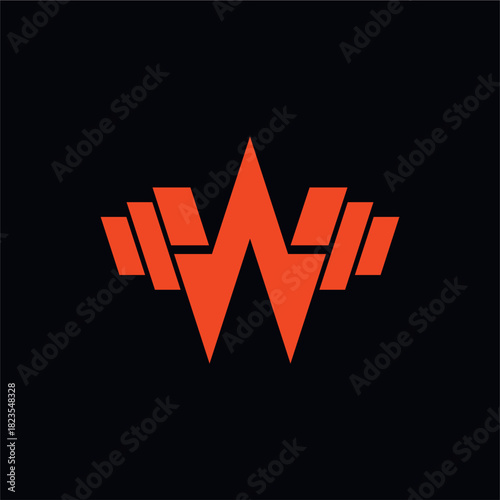Letter W Fitness Gym Logo Design. Barbel Sports Vector Icon, Modern professional letter W for sport teams