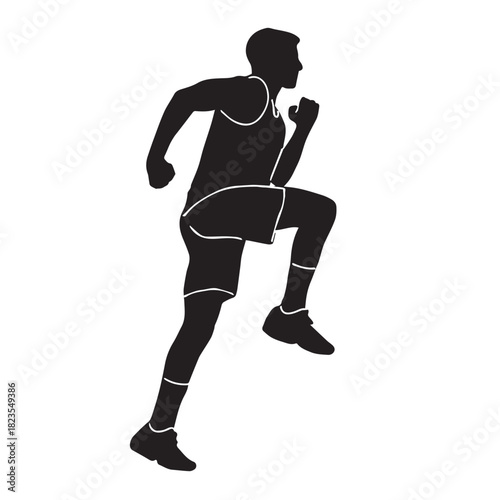 silhouette icon of a jogging person with black line art style
