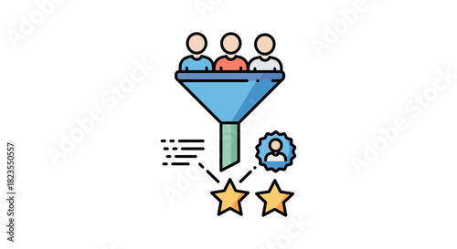 Lead generation funnel optimizing customer experience filtering valuable leads to convert to loyal customers illustrating marketing strategy and success