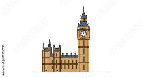 Big ben illustration iconic elizabeth tower at westminster palace london for travel blogs political history and british culture visuals.