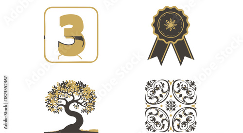 Elegant black and gold ornate design elements collection for luxury branding and packaging. isolated PNG with Transparent Background