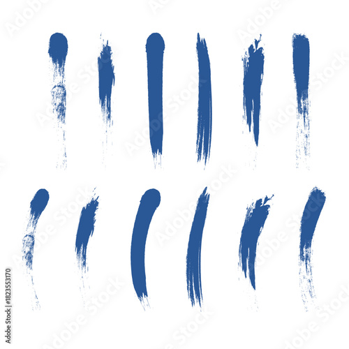  Paint Brush Stroke Collection Isolated on White Background, Abstract Grunge Brush Lines, Artistic Acrylic Paint Smear Texture for Design, Banner, Poster and Creative Decoration . eps10