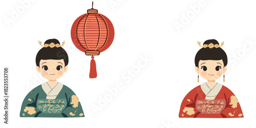 chinese woman in traditional dress banner template