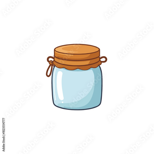 Simple glass jar with brown lid cartoon style illustration representing storage or homemade