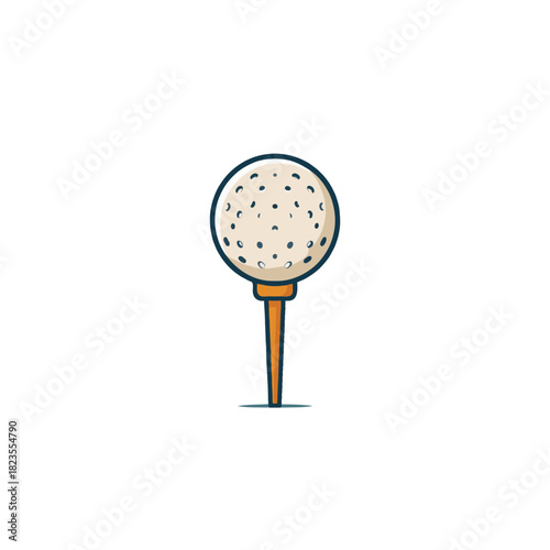 Simple golf ball illustration on a tee ready for a drive game play recreation outdoor leisure