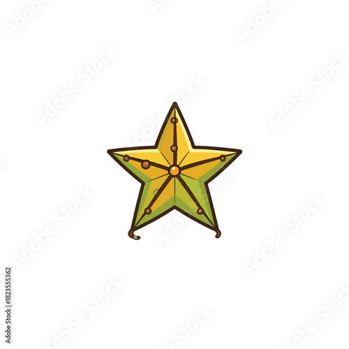 Stylized celestial body illustration featuring a vibrant star shape on a white background with