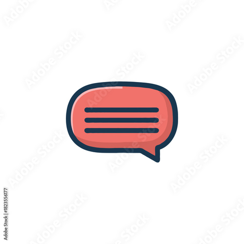 Stylized speech bubble depicting communication process with horizontal lines suggesting textual