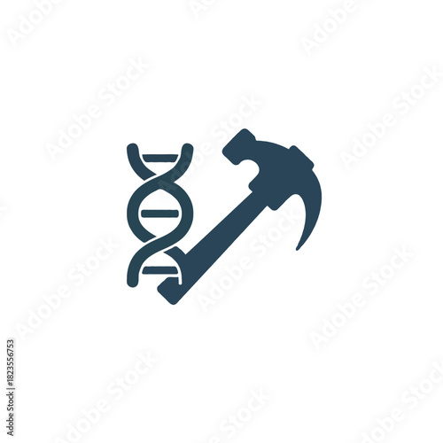 Symbolic representation of genetic modification or engineering with a stylized dna strand and a