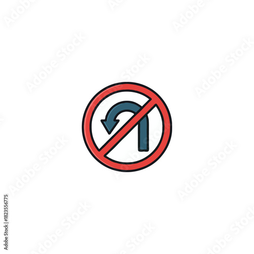 Symbolic road guidance a prohibited u-turn in a graphic visual for safety and transportation Free Download Symbolic road guidance a prohibited u-turn in a graphic visual for safety and transportation - GFXLoad