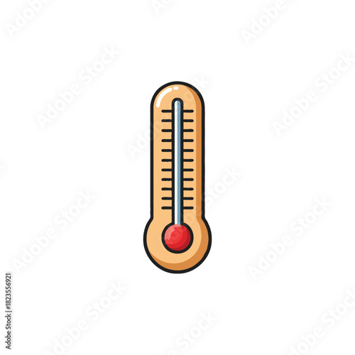 Temperature measuring instrument illustration depicting warm levels and clinical indicators for
