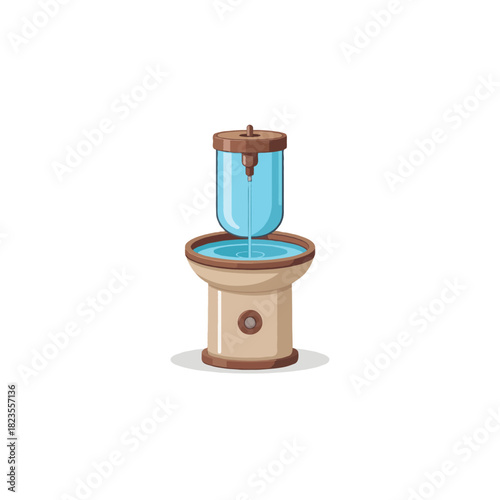 Unique water purifying device cartoon illustration, a whimsical interpretation of environmental