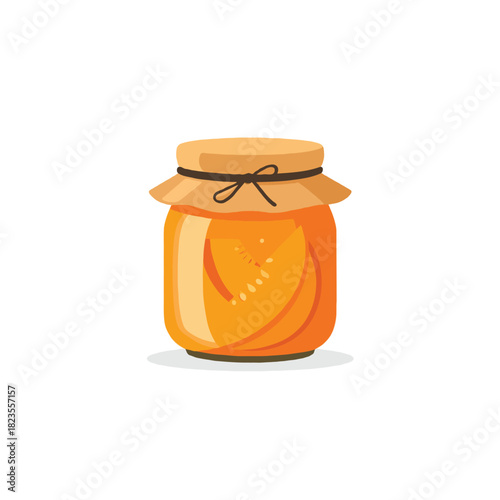 Vector jar illustration showcasing vibrant preserved fruit slices against a minimalist background