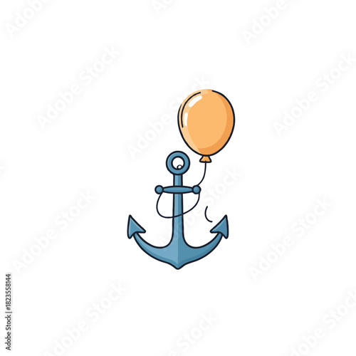 Whimsical maritime whimsy an anchor and balloon floating carefree against a backdrop of tranquil