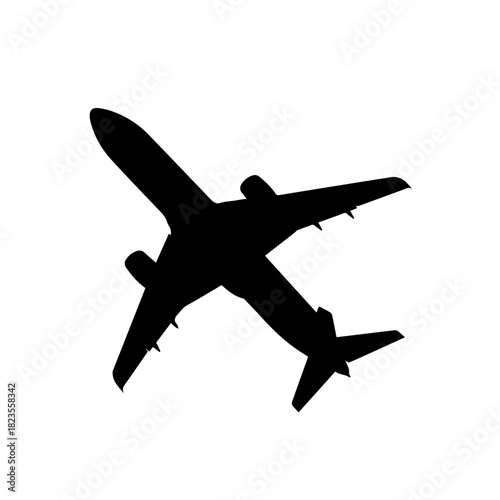 Modern airplane silhouette representing freedom, flight, and global journey