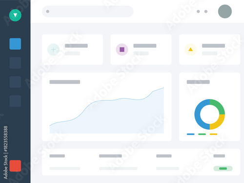 Dashboard interface with charts data and analytic elements