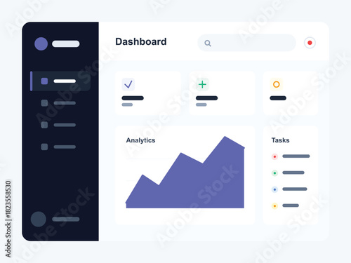 Dashboard interface with tasks and analytics