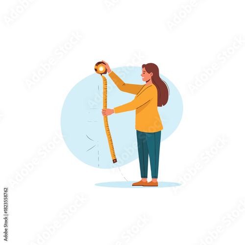 Woman measuring with a tape depicting accuracy and precision in project estimation and planning