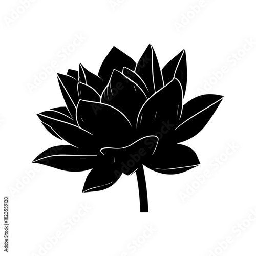 Minimalist Black Lotus Bloom Vector Art for Serene Design Concepts