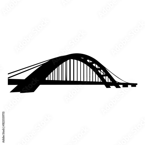Elegant architectural arch bridge silhouette symbolizing robust urban infrastructure