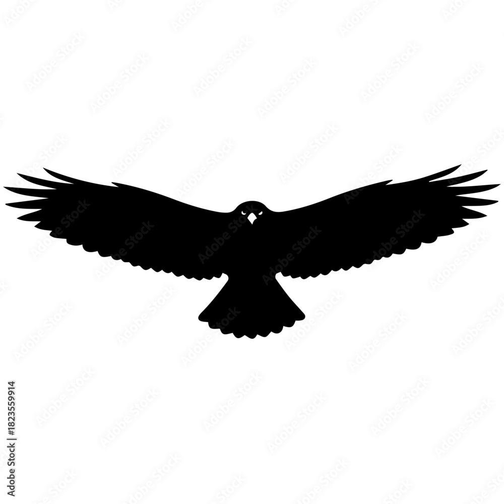 Naklejka premium Majestic soaring bird silhouette, powerful wings extended in graceful flight