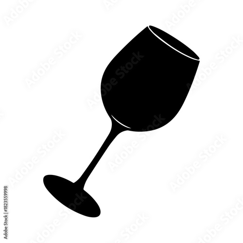 Classic Black Vector Icon of a Stylish Wine Glass Design Element