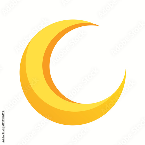 Stylized golden yellow crescent moon icon celestial body graphic