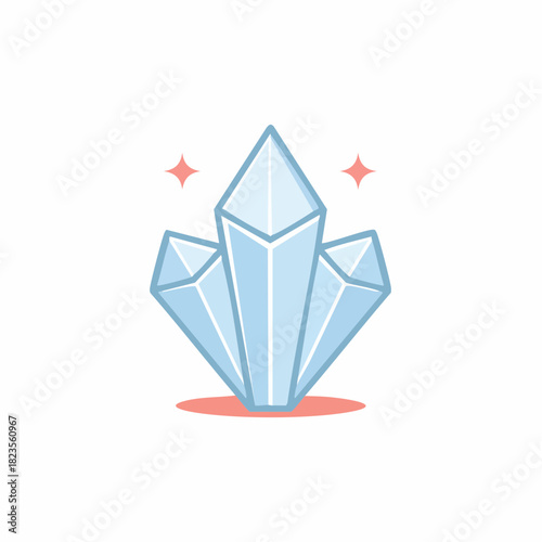 Abstract Crystal Formation in Light Blue with Shimmering Detail and Pink Elements