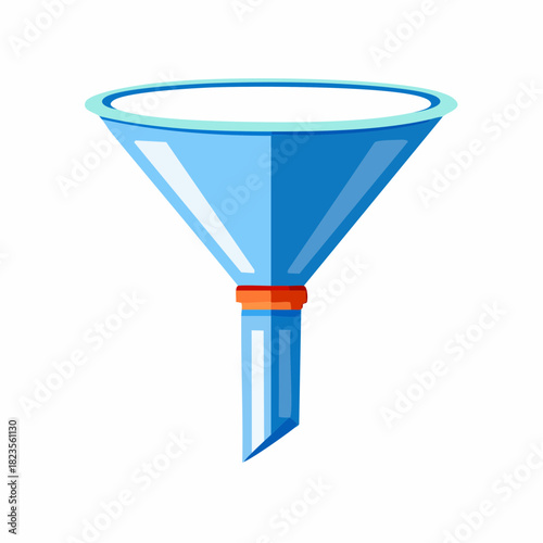 Isolated Blue Funnel Illustration for Liquids or Granular Materials Transfers