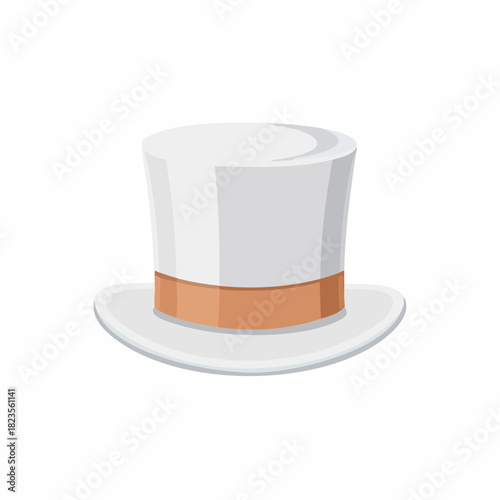 Cartoon Top Hat Illustration with Ribbon Band Classic Formal Headwear Accessory