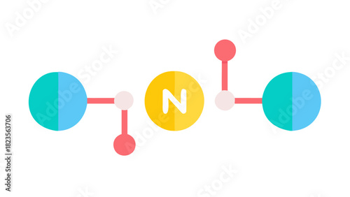 A colorful nitrogen molecule symbol in flat design style